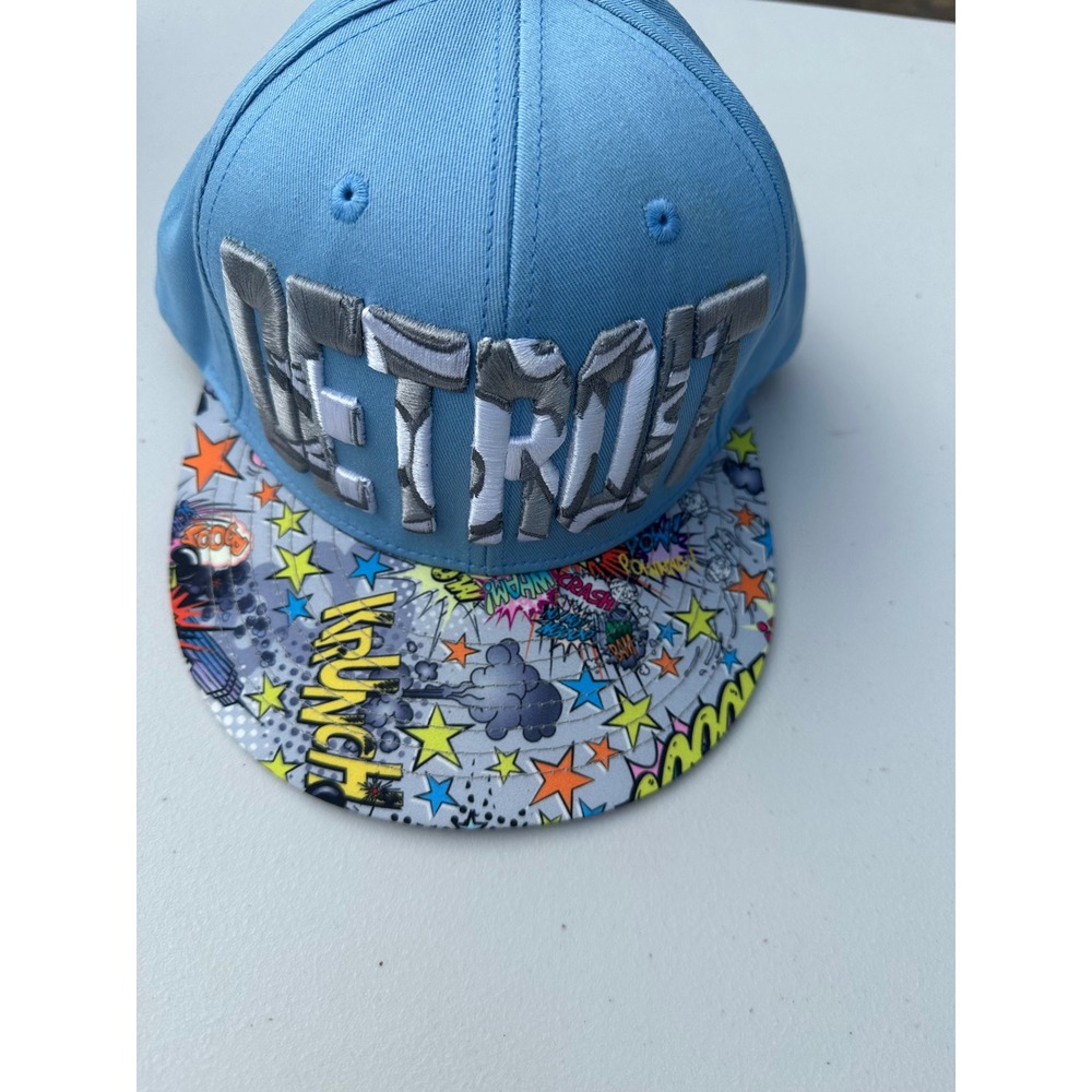 KBETHOS Detroit Snapback Hat Light Blue Comic Print Krunch Flat Brim Cap Mens